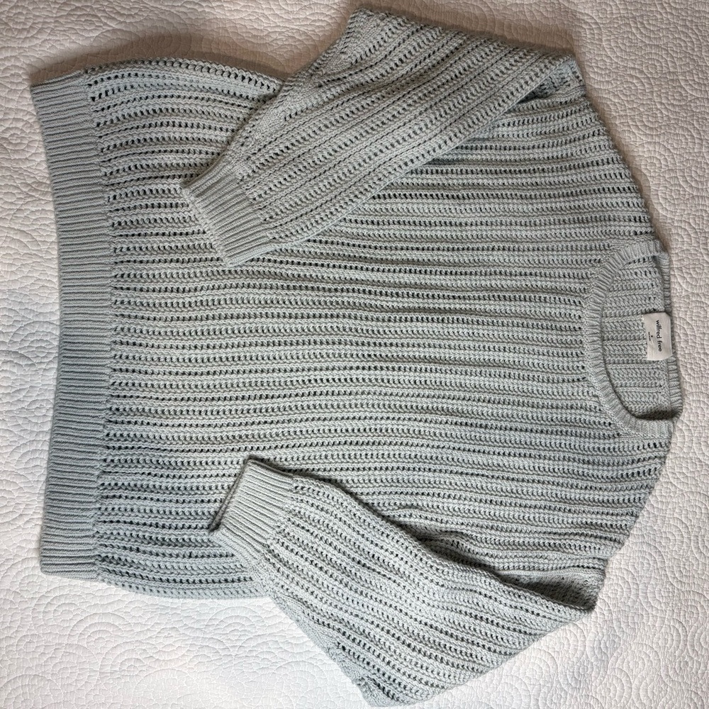BNWT Wilfred Afterglow Sweater Glacier Blue Knit Crew Nck Sweater Cotton Medium - Picture 9 of 15
